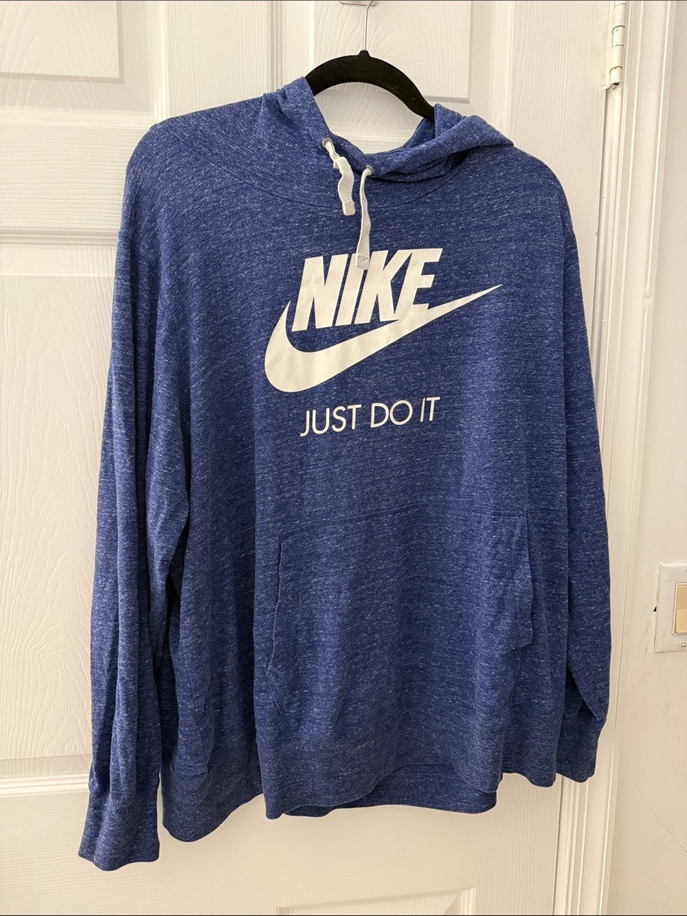 Nike indigo Jersey Knit Pullover Hoodie with White Logo